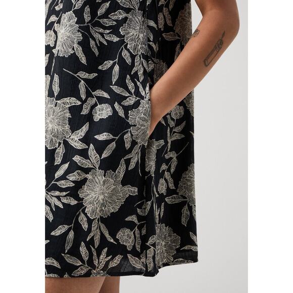 Abercrombie & Fitch Trapeze Floral Black Boho Capsule Flowy Mini Dress Large - Picture 3 of 10